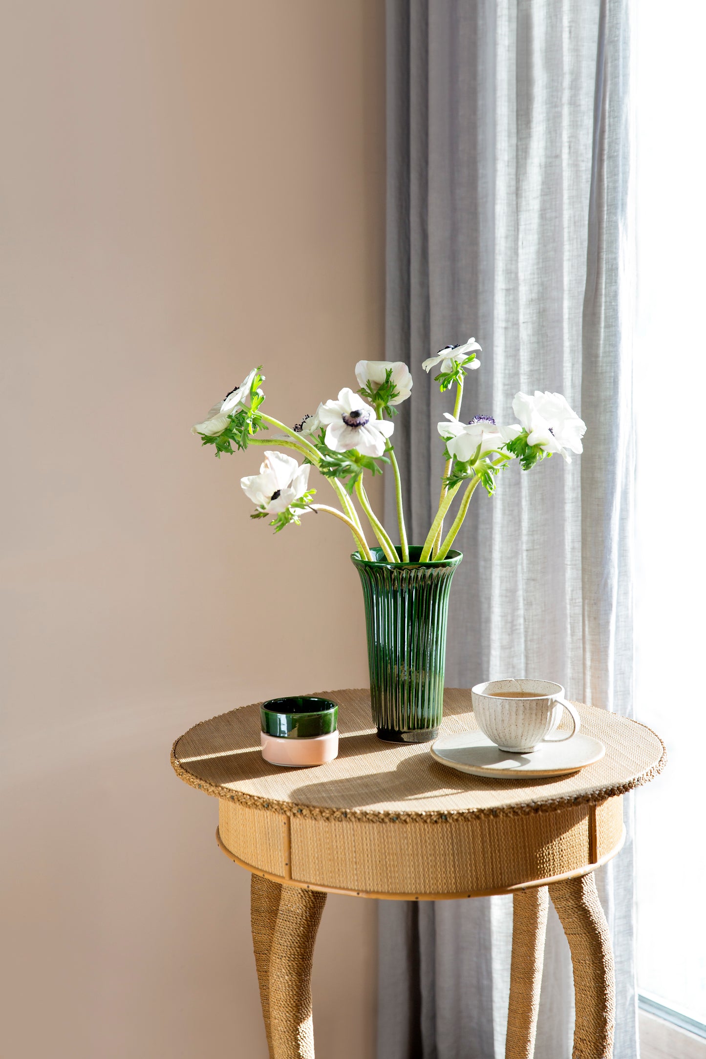 Daisy Glazed Vase - Emerald Green