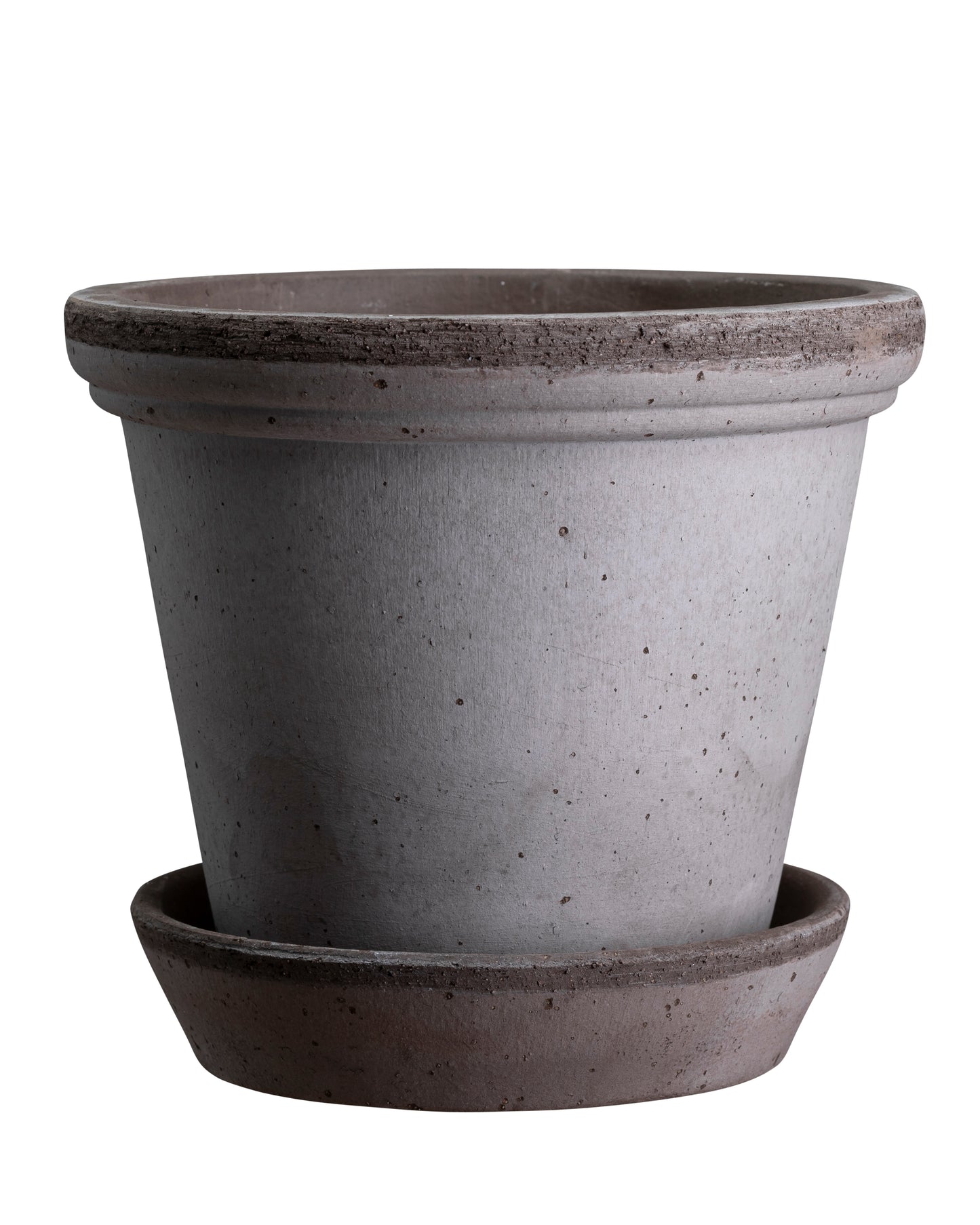 Flora Raw Pot & Saucer - Grey