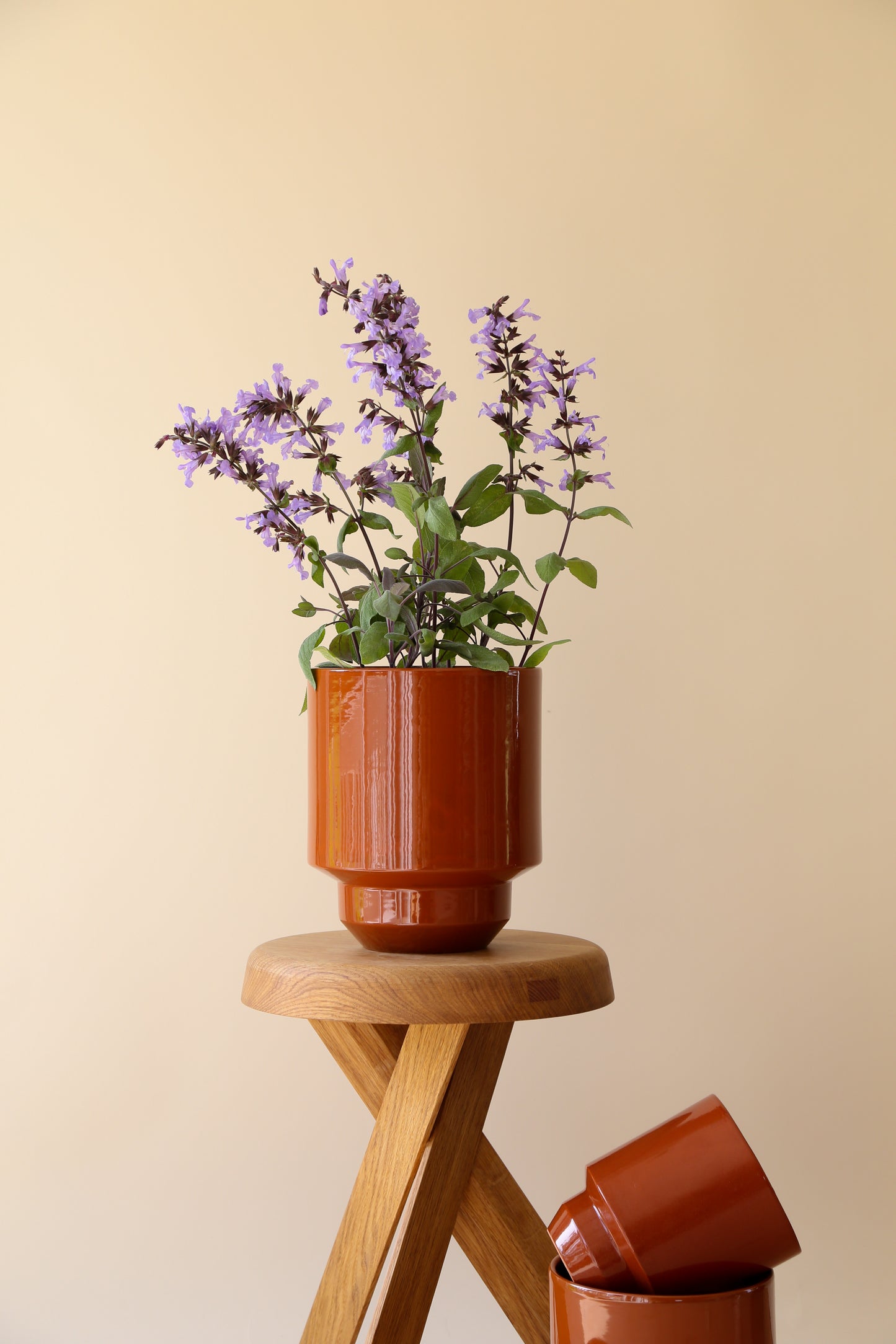 Hoff Glazed Cache Pot (No drainage hole) - Rusty Red