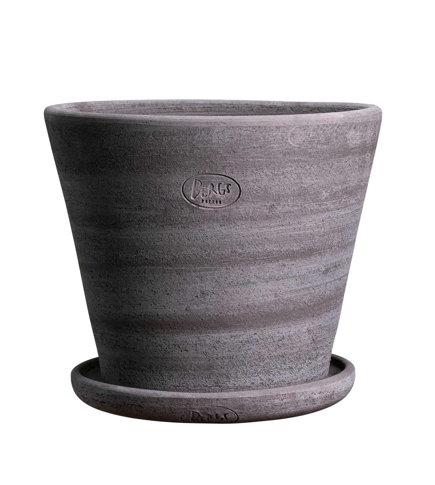 Julie Raw Rustic Pot & Saucer - Grey