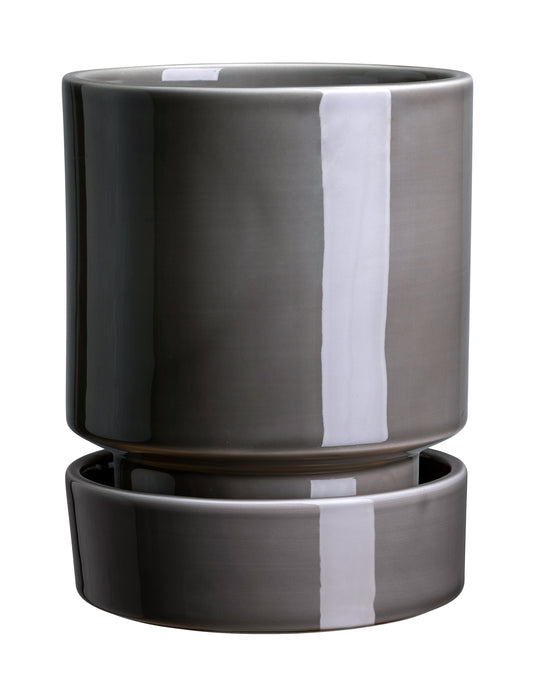 Hoff Glazed Pot (Saucer Sold Separately) - Pearl Grey