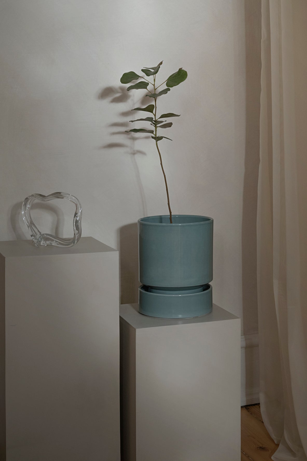 Hoff Glazed Pot (Saucer Sold Separately) - Misty Blue