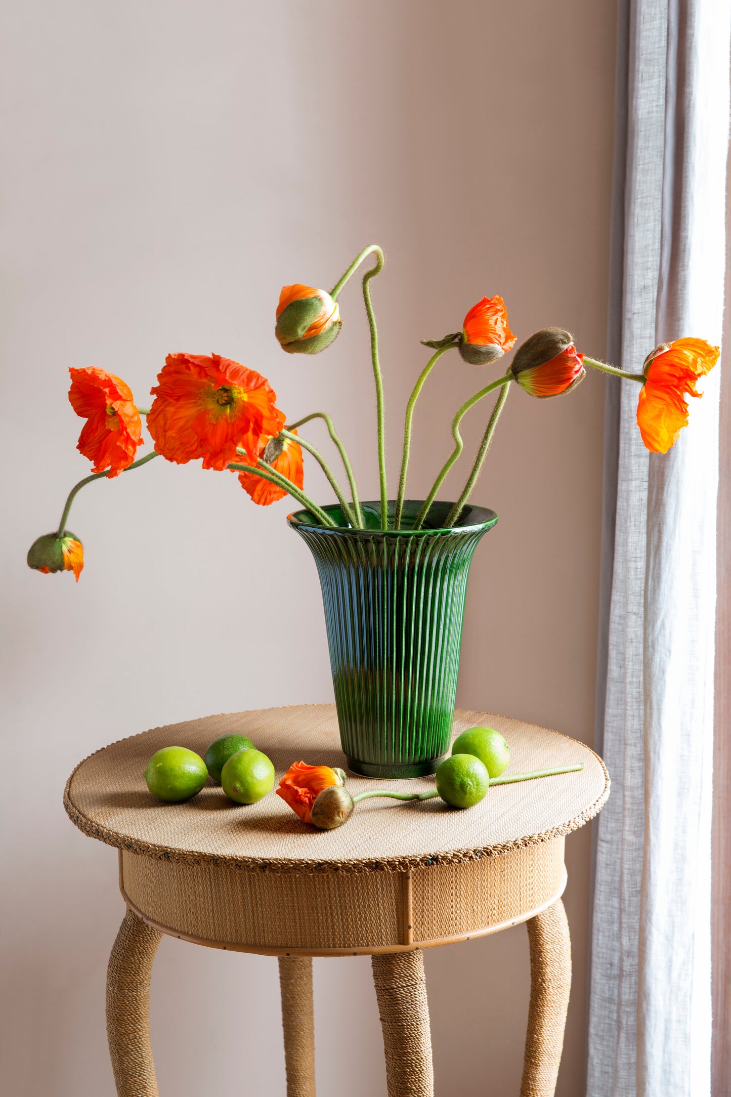 Daisy Glazed Vase - Emerald Green