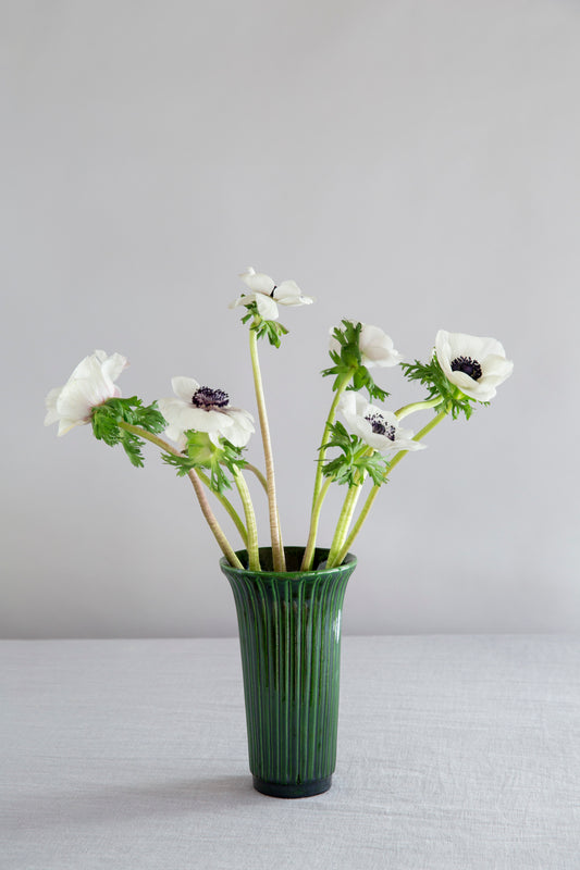 Daisy Glazed Vase - Emerald Green